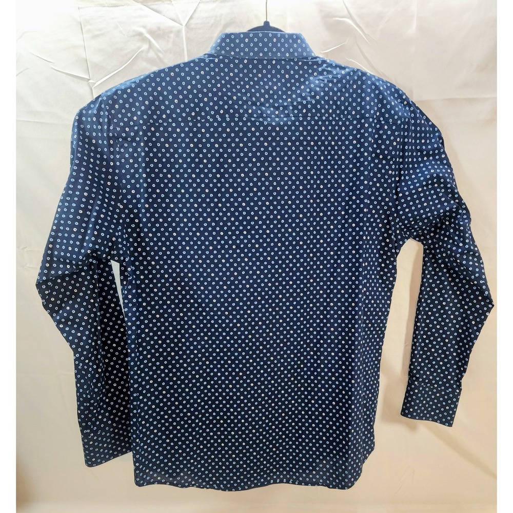 🔥 Quieti Men's Button Down Navy White Lt Blue Long Sleeve Cuff Shirt Sz XL 🔥 - Picture 2 of 9
